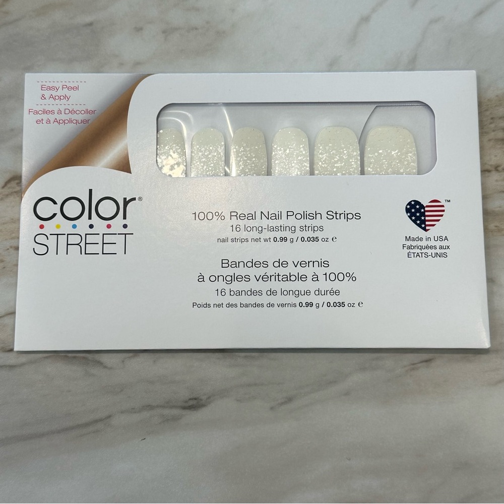 Color Street Nail Polish Strips Over the Moon White Glitter New in Package